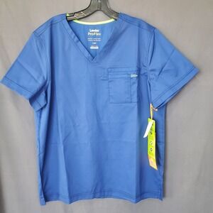 Landau Pro Flex Scrub Top Blue Womens Large L Pockets Stretch Modern Fit NWT
